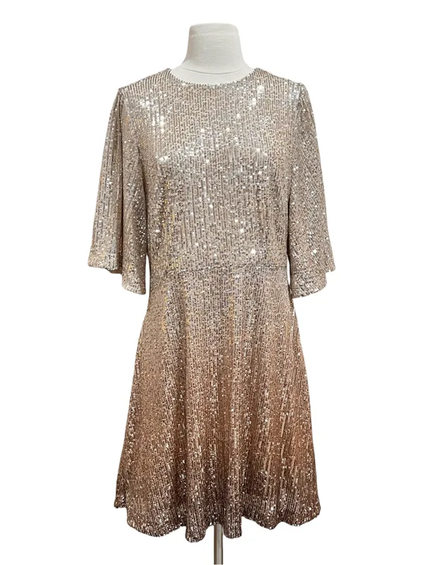 Old Navy Silver to Bronze Warm Ombre Sequin Mini Dress Size Large - Image 4