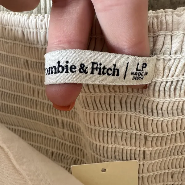 Abercrombie & Fitch Emerson Baby Doll Mini Dress Large Petite Puff Sleeve Stripe - Image 7
