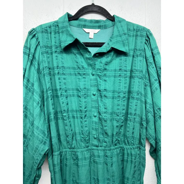 Lauren Conrad Puff Sleeve 1/2 Button Plaid Dress Womens XXL Brunch Party Event - Image 4