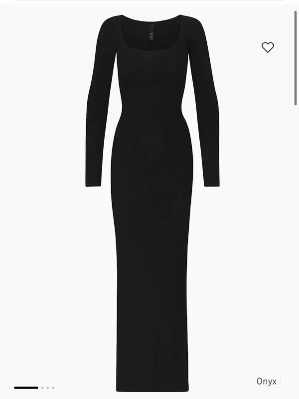 SKIMS Soft Lounge Long Sleeve Ribbed Maxi Dress Black‎ Onyx - Image 2
