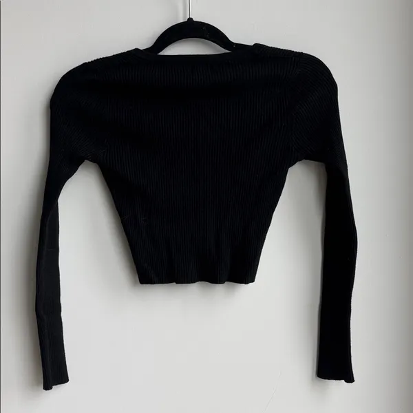 Princess Polly Black Ribbed Knit Crop Top Size 2 - Image 5