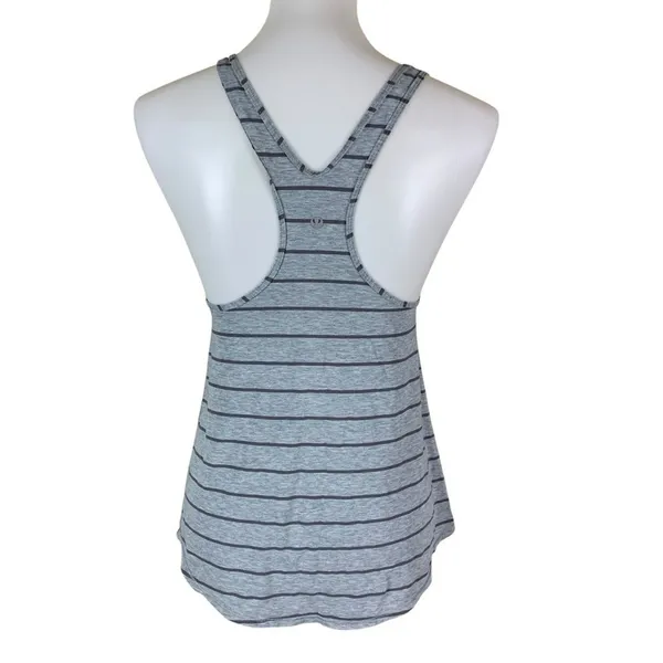 Lululemon Gray Stripe Racerback Tank Yoga Run Activewear Athleisure Slim Fit‎ 4 - Image 3