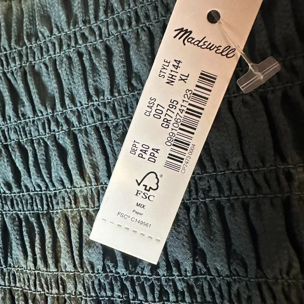 MADEWELL Womens Size-XL Lucie Bubble‎ Sleeve Smocked Top Dark Green $88 - Image 8