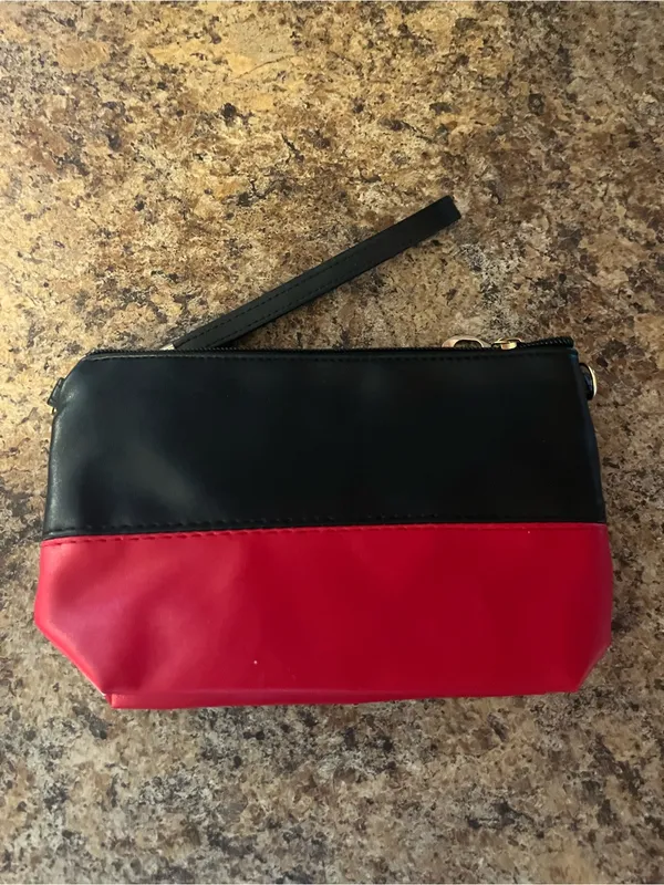 Polka Dot Bow Wristlet Clutch - Black & Red - Image 2