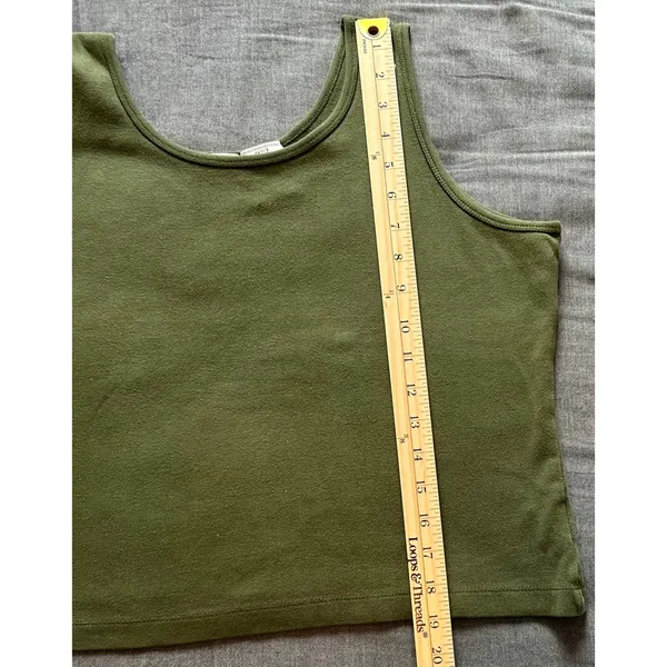 Liz Baker Petite Womens Large Tank Top Olive Green Scoop Neck Cotton Lycra - Image 3