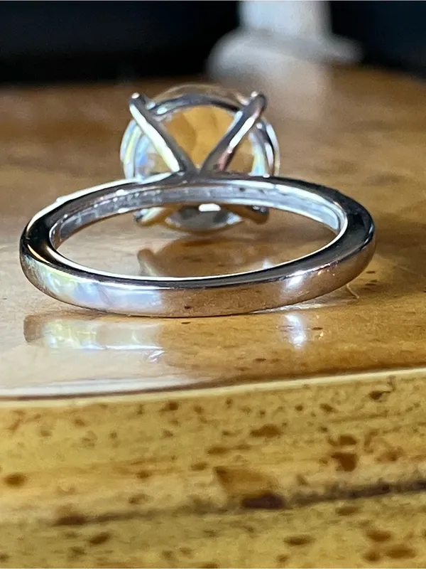 Genuine White Quartz Sterling Silver Ring Size 6 - Image 4