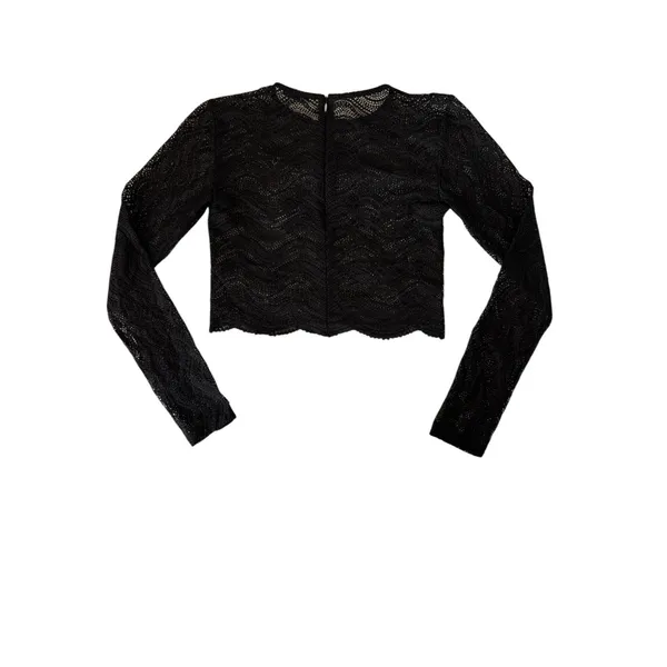 Zara Crop Top Womens Small Black Dark‎ Romantic Whimsygoth Witchy Boho Lace Goth - Image 3
