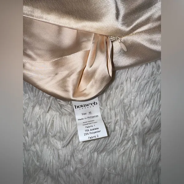 NWOT HOUSE OF CB Vittoria Champagne Chiffon Floor Length Gown sz XS - Image 9