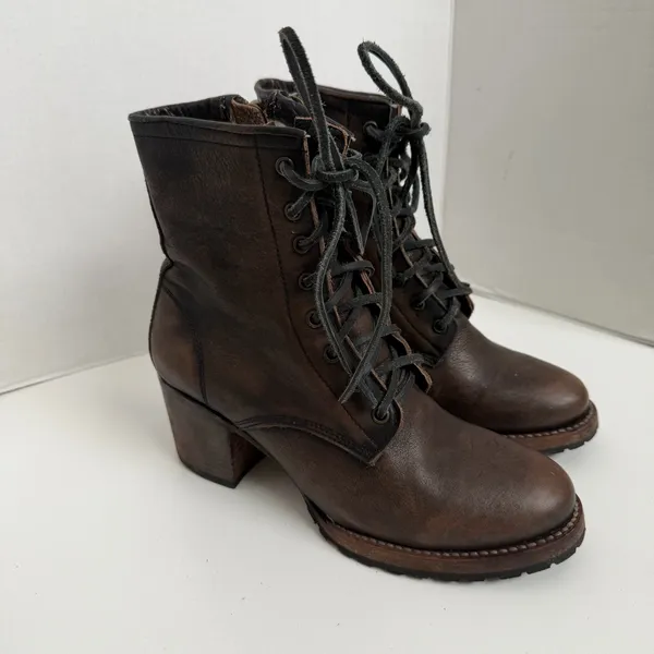 Freebird Cavalier Boots Combat Leather Lace Up Lugged Boho Western Brown Green - Image 2