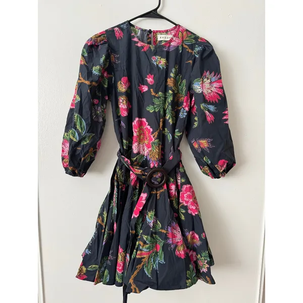 Rhode XS Jenny Mini Dress in Black Floral - Image 2