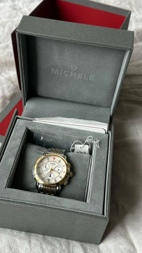 Michele Sidney Chronograph Diamond Two-Tone Womens Watch - Image 10