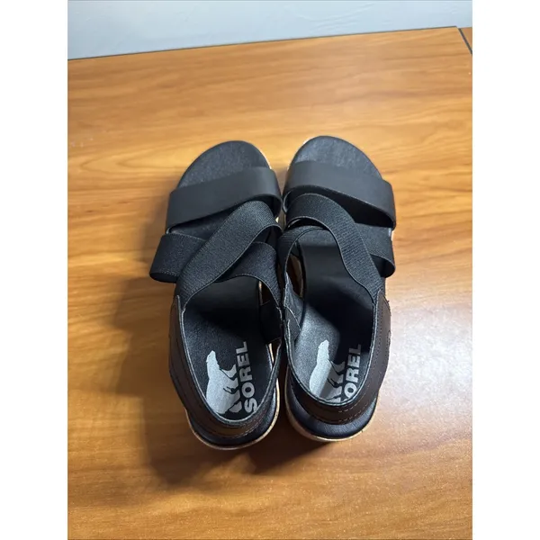 SOREL CAMERON Flatform Slingback Wedge Sandals Black Size 7.5 - Image 5