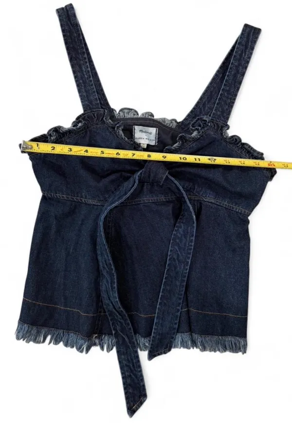 Madewell X Karen Walker Raw-Edged Denim Trianon Top Size 8 - Image 10