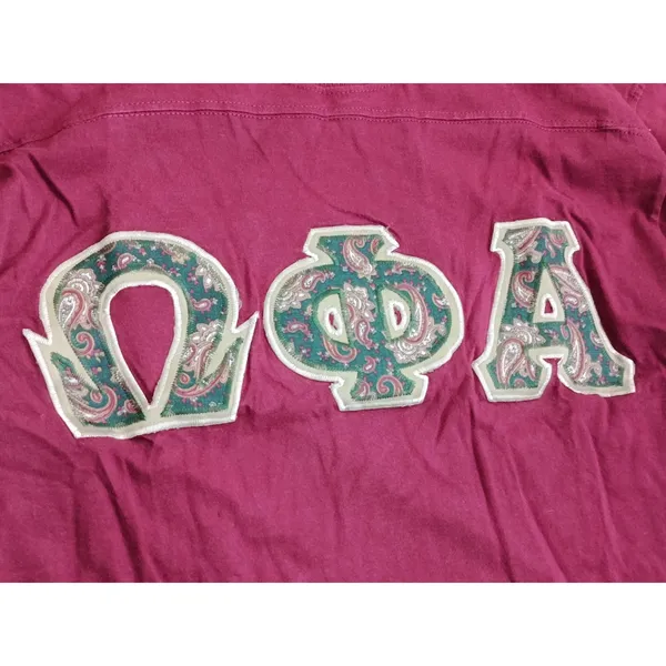 Vintage 90s Russell Athletic Fraternity T-Shirt | Made in USA | Burgundy Paisley - Image 4