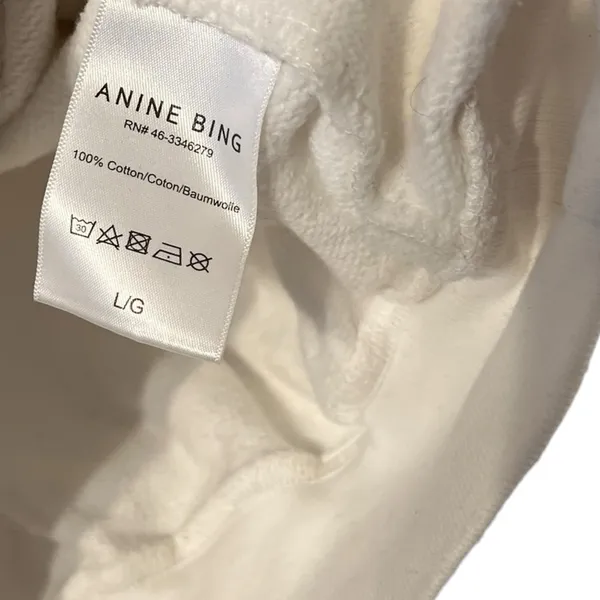 ANINE BING Empowered White Graphic Mockneck Sweatshirt Sweater Pullover Top - Image 8