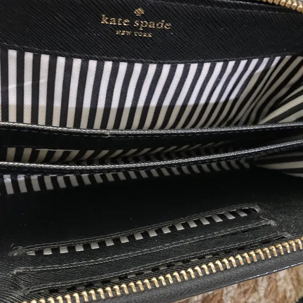 Kate Spade New York Black Leather‎ Zip Around Wristlet Wallet - Image 7