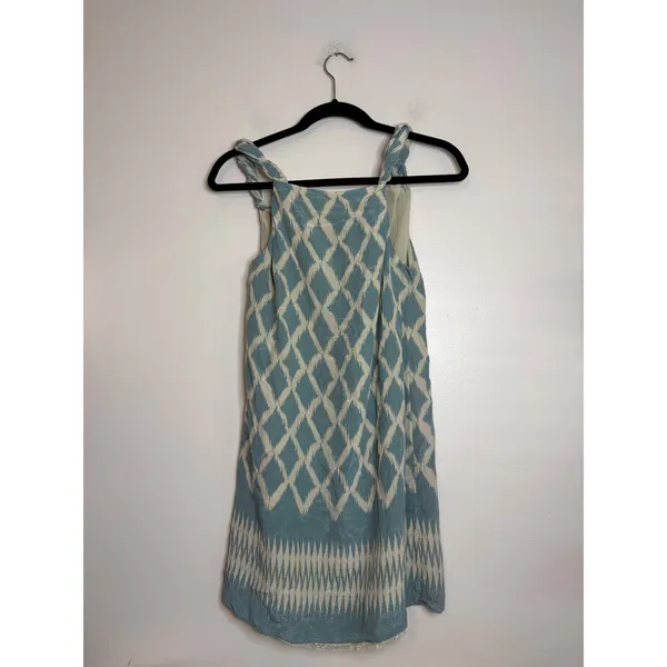 Moulinette Soeurs Anthropologie Blue Ikat Silk Diamond One Shoulder Dress Size 4 - Image 3