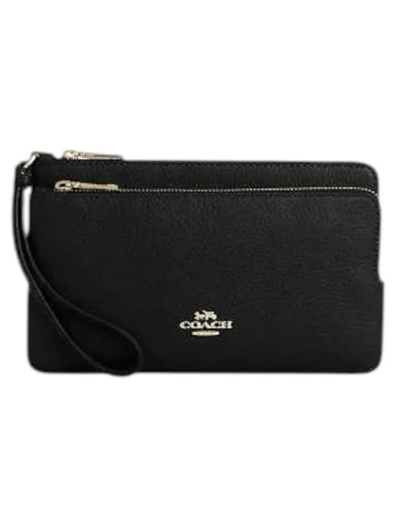 Coach Black Pebble Leather Double Zip Large Wristlet Wallet MSRP $198 NWT - Image 4