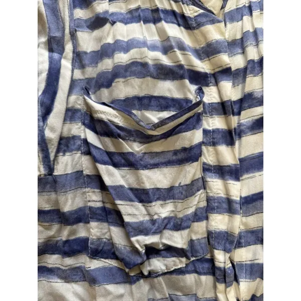 Humming Bird Women Size Measured Button Down Blouse‎ Short Sleeve Stripe Pocket - Image 6
