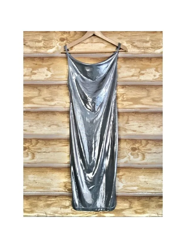 Rare London Urban Outfitters backless metallic formal dress size M - Image 4
