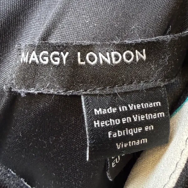 Maggy‎ London Womens Floral Mock Neck Sleeveless Midi Dress Black White Size 10 - Image 3