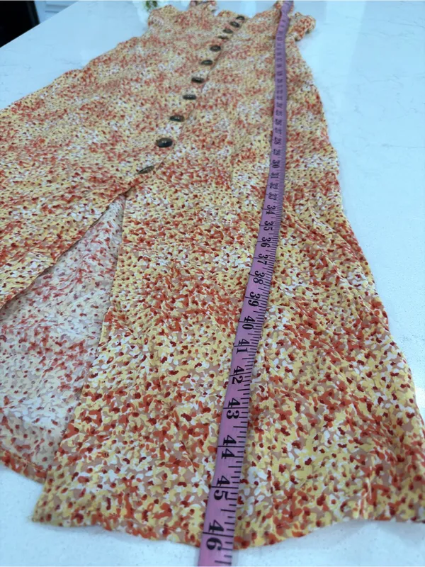 Japna Orange Floral Button-Front Midi Dress - Image 7