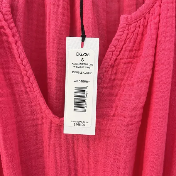 NWT Michael Stars‎ $168 Katelyn Mini Dress WildBerry Gauze Smocked Cotton Size S - Image 6