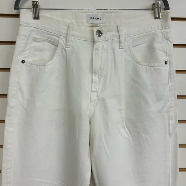 Frame‎ Baggy Denim Le Straight Leg White (Blanc) Jeans 26 100% Cotton - Image 3