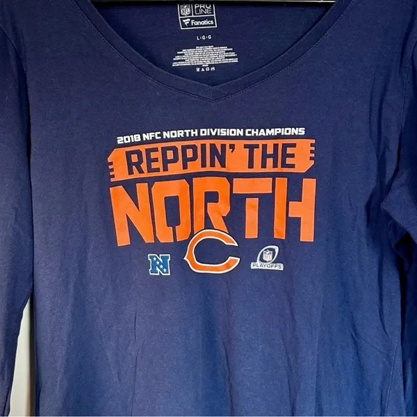 Fanatics NFL Chicago Bears Reppin' the North Navy and Orange Long Sleeve Tee - L - Image 3