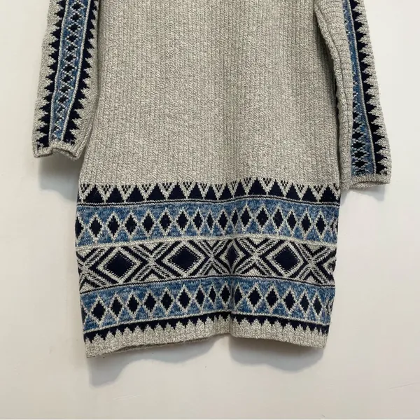 LUCKY BRAND Aztec Open Cardigan Tribal 3rd Piece Multi Navy Blue Boho Duster S - Image 15