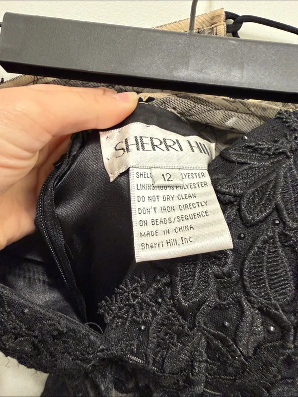 Sherri Hill Black Lace Corset Cocktail Dress - Image 3