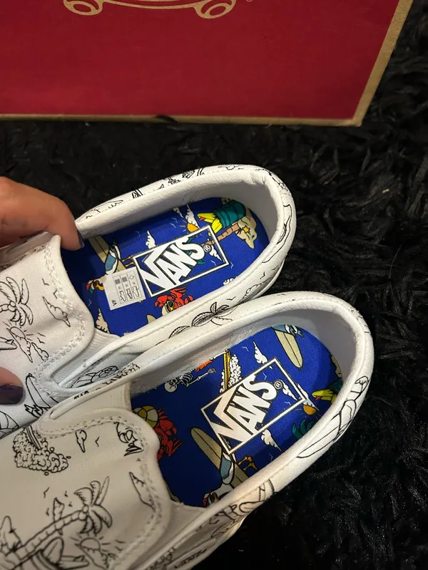 VANS u-color u-paint white summer print slip on shoes sneakers women’s 7 new - Image 6
