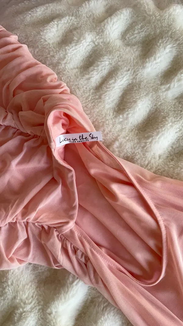 Lucy in the sky coral sparkle straps mini dress - Image 3