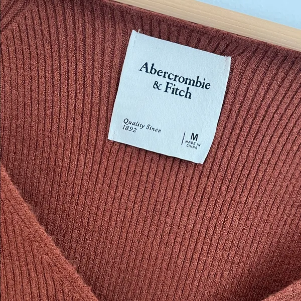 Abercrombie & Fitch Brown V-Neck Sweater Sz M bin 6 - Image 2