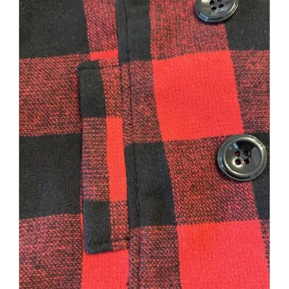 Rampage Women's Buffalo Check Plaid Pea Coat Double Breasted Jacket Size Medium‎ - Image 4