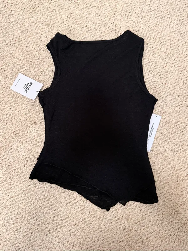 Princess Polly Lefort Tank Black Asymmetrical Sleeveless Top NWT US 6‎ - Image 2
