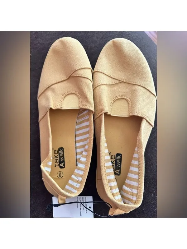 Take a Walk Espadrille Loafers Mustard Canvas Slip on Flat Shoes - Image 5