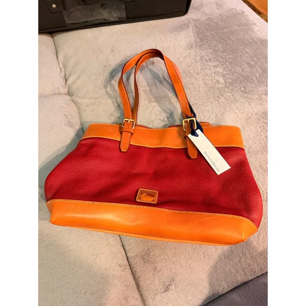 Dooney & Bourke Womens Shopper Tote Medium Cranberry Red Leather 4D234 CB Bag - Image 7