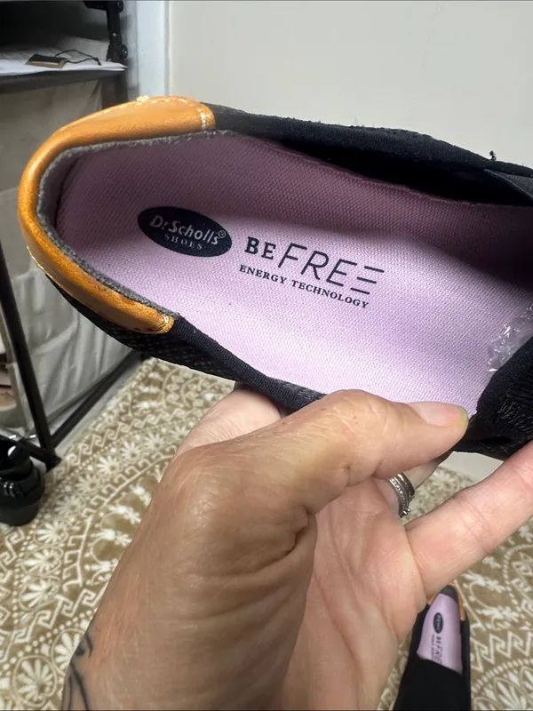 Dr. Scholl's Black Slip-On Loafers with Tan Heel Accent - Image 2