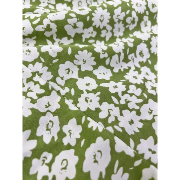Heartloom Green Floral Wrap Front Romper Puff Sleeve Pockets Large - Image 12