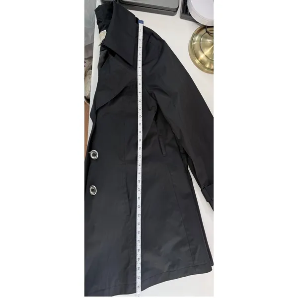 Michael Kors Black‎ Double Breasted Trench Coat Jacket Officecore Elegance L - Image 7