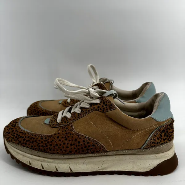 Madewell Kickoff Trainers Calf Hair Nubuck Leather Lace Up Spot Dot Tan W8 M6.5 - Image 4