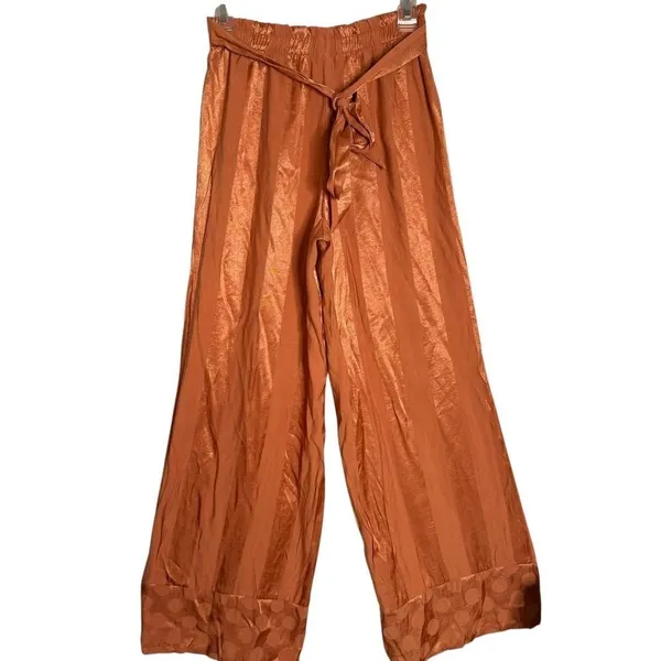 Victoria's Secret Satin Pajama Wide Leg Pants Set Size XS M Striped Loungewear - Image 4