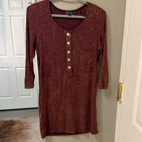 $48 NWOT Rustic POL Acid Wash Henley Tunic – Size Small - Image 5