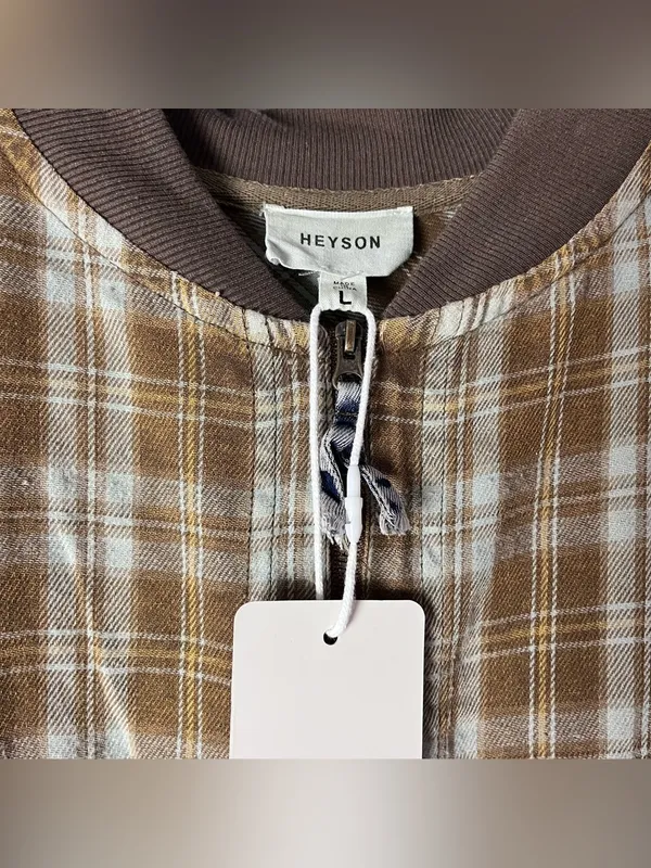 Hey son mixed print plaid denim oversized half zip shirts jacket western grunge - Image 4