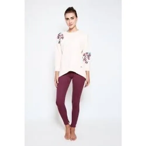 Satva Movement Sarana Embroidered‎ Blossom Sweatshirt Women's Medium Blush Yoga - Image 4