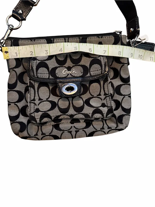 Coach Signature Black & Gray Crossbody Bag - Image 6