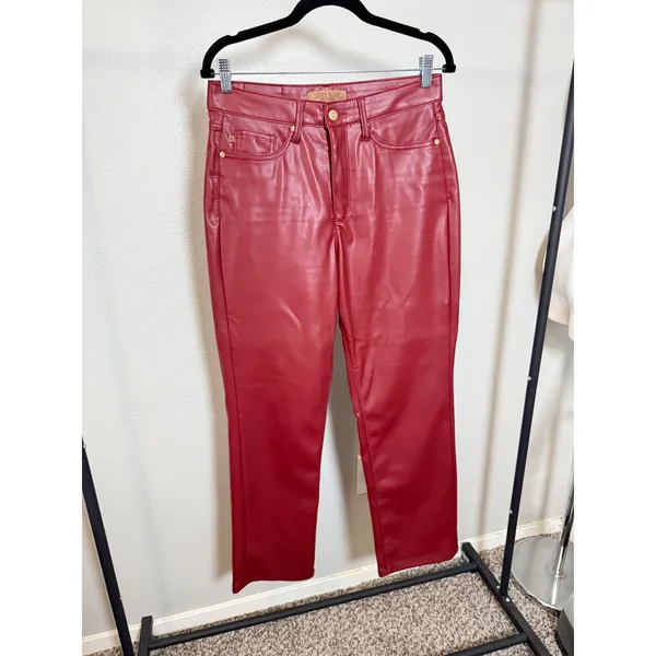 Judy‎ Blue Tummy Control Red Leather Straight Pant Size 5/27 - Image 2