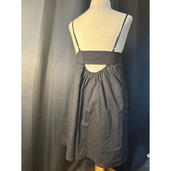 No Boundaries Black Babydoll Mini Dress Keyhole Tie Smocked‎ Back XS 0-2 - Image 5