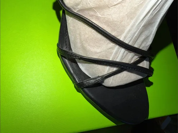 Sam Edelman Black Leather Lace-Up Stiletto Sandals - Image 4